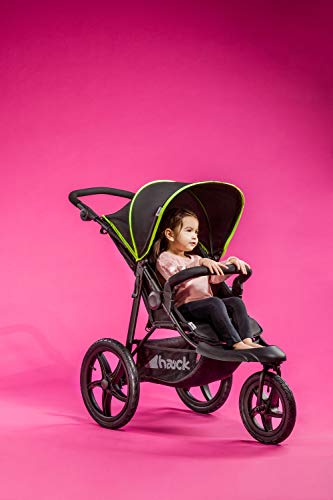 Hauck Kinder Buggy Runner, Große Luftreifen 3 Rad, Bis 25 kg, Schwarz Neon Gelb