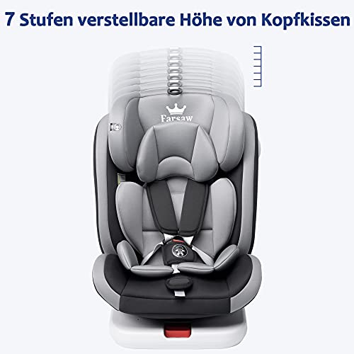 Farsaw Baby Autositz Kindersitz 360°drehbar mit ISOFIX und Ruheposition, Schwarz