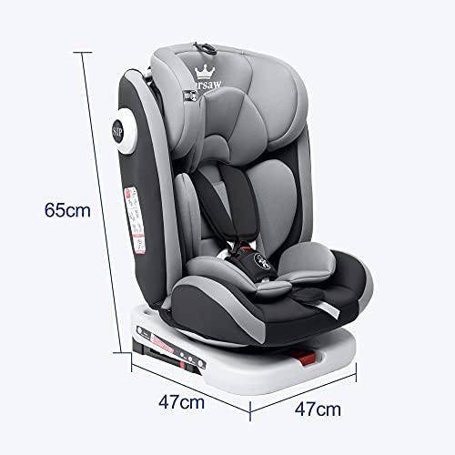 Farsaw Baby Autositz Kindersitz 360°drehbar mit ISOFIX und Ruheposition, Schwarz