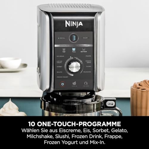 Ninja CREAMi Deluxe Eismaschine mit 3 Behältern, 10 Funktionen