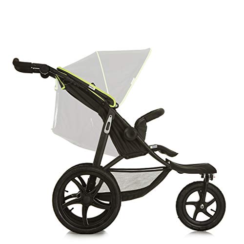 Hauck Kinder Buggy Runner, Große Luftreifen 3 Rad, Bis 25 kg, Schwarz Neon Gelb