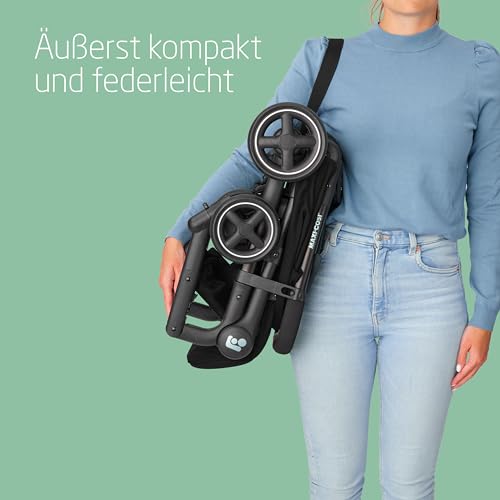 Maxi-Cosi Lara2 Baby Kinderwagen, 0–4 Jahre, 0–22 kg, federleichter, kompakter Buggy, 3 Liegepositionen, Essential Black