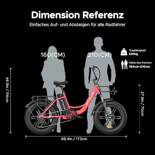 ENGWE E Bike Herren Elektrofahrräder-Ebike mit 48V 13Ah Batterie, E Bike 20 Zoll, E-Bike Shimano 7-Gang mit LCD-Display