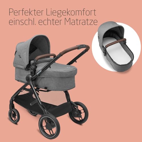 Maxi-Cosi Zelia S Trio Kinderwagen 3 in 1 Komplettset, 0-4 Jahre, bis 22 kg, Grau