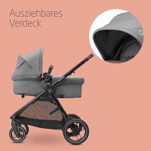 Maxi-Cosi Zelia S Trio Kinderwagen 3 in 1 Komplettset, 0-4 Jahre, bis 22 kg, Grau