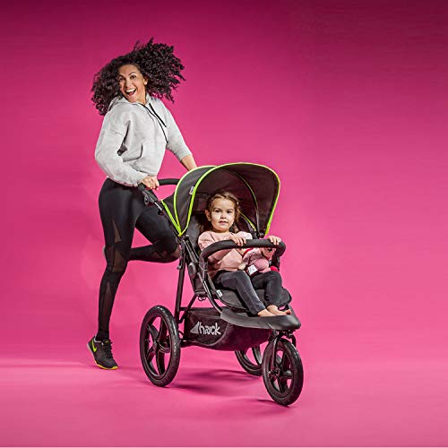 Hauck Kinder Buggy Runner, Große Luftreifen 3 Rad, Bis 25 kg, Schwarz Neon Gelb