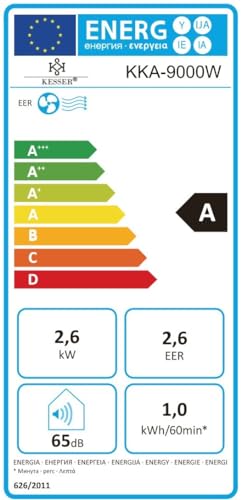 KESSER® Klimaanlage Mobil Klimagerät 4in1 kühlen, Luftentfeuchter, lüften, Ventilator - 9000 BTU/h (2.600 Watt) 2,7KW - Klima