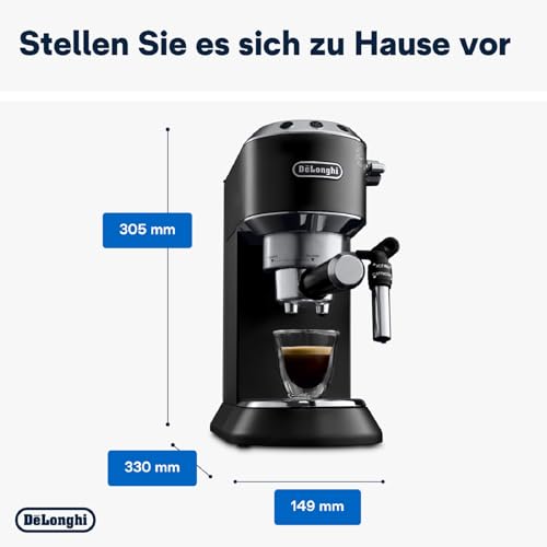 De'Longhi Dedica Style EC 685.B – Espresso Siebträgermaschine, Espressomaschine mit professionellem Milchaufschäumer