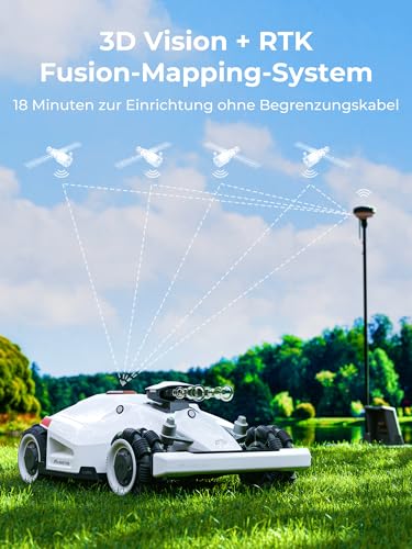 MAMMOTION LUBA 2 AWD 1000 Rasenmäher Roboter, Mähroboter ohne Begrenzungskabel für Rasenflächen bis 1000 m²