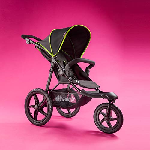 Hauck Kinder Buggy Runner, Große Luftreifen 3 Rad, Bis 25 kg, Schwarz Neon Gelb