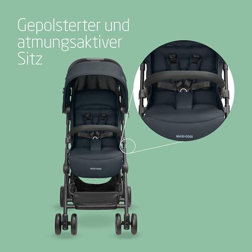 Maxi-Cosi Lara2 Baby Kinderwagen, 0–4 Jahre, 0–22 kg, federleichter, kompakter Buggy, 3 Liegepositionen, Essential Graphite