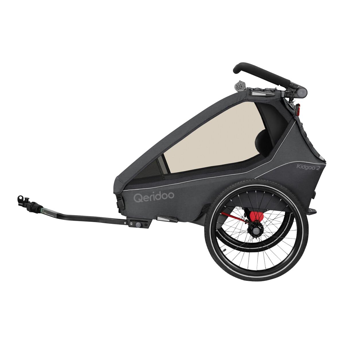 Fahrradanhänger Marke QERIDOO Kinderfahrradanhänger & Buggy Kidgoo 2 mit Kupplung, Steel Grey