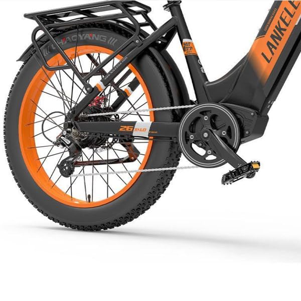 LANKELEISI | MG600 All-Terrain-Elektro-Mountainbike: 1000 W Leistung, 150 km Reichweite, 26-Zoll-Fettreifen (Orange)