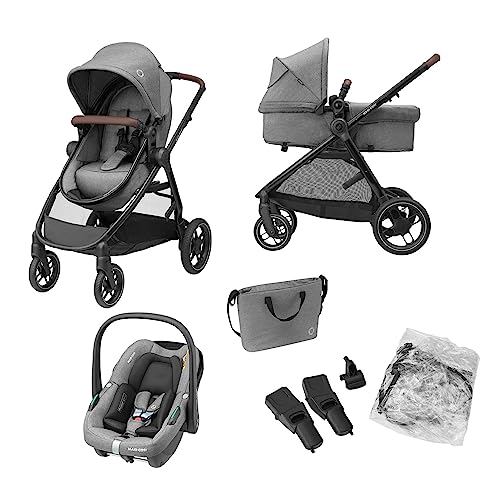 Maxi-Cosi Zelia S Trio Kinderwagen 3 in 1 Komplettset, 0-4 Jahre, bis 22 kg, Grau