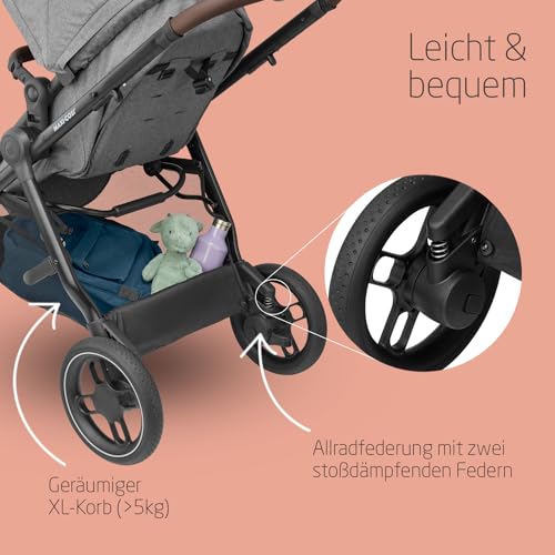 Maxi-Cosi Zelia S Trio Kinderwagen 3 in 1 Komplettset, 0-4 Jahre, bis 22 kg, Grau