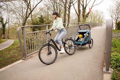 Hauck Fahrrad Anhänger 2 Kinder Dryk Duo inkl. Deichsel, Petrol