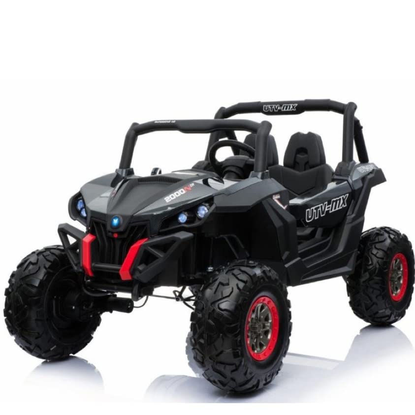 FINOOS Elektroauto für Kinder UTV-MX Buggy 24V, kinderauto 2 Sitzer, 2-7 Jahre (Schwarz)