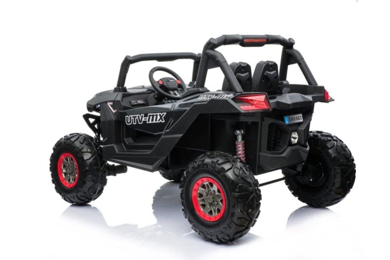 FINOOS Elektroauto für Kinder UTV-MX Buggy 24V, kinderauto 2 Sitzer, 2-7 Jahre (Schwarz)