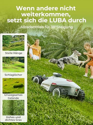 MAMMOTION LUBA 2 AWD 1000 Rasenmäher Roboter, Mähroboter ohne Begrenzungskabel für Rasenflächen bis 1000 m²