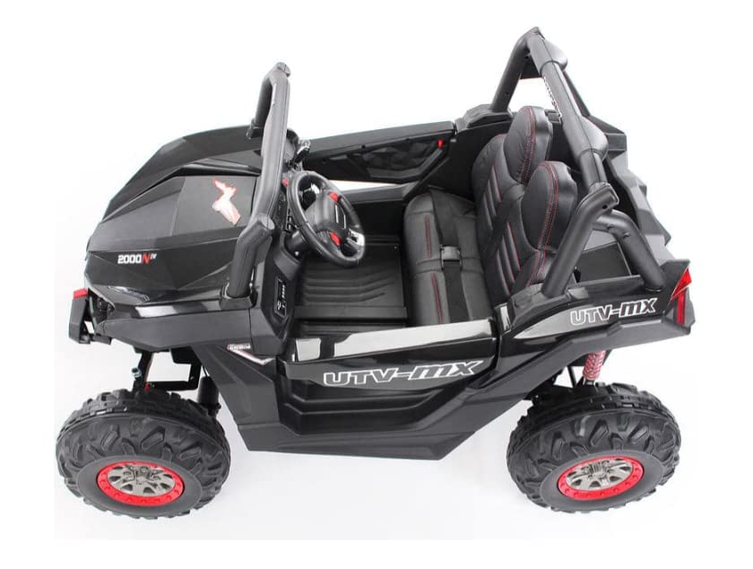 FINOOS Elektroauto für Kinder UTV-MX Buggy 24V, kinderauto 2 Sitzer, 2-7 Jahre (Schwarz)