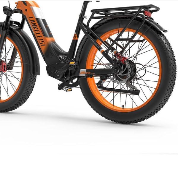 LANKELEISI | MG600 All-Terrain-Elektro-Mountainbike: 1000 W Leistung, 150 km Reichweite, 26-Zoll-Fettreifen (Orange)