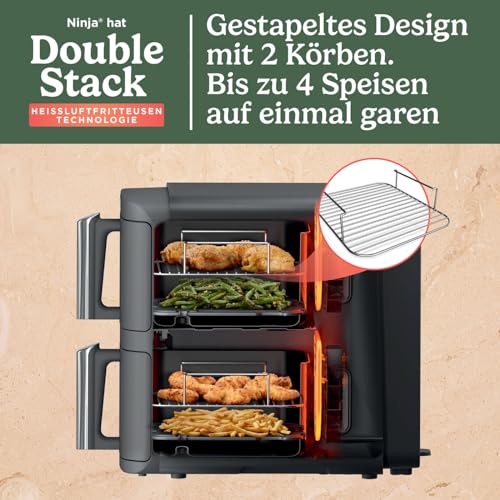 Ninja Double Stack XL Air Fryer Heißluftfritteuse, 9,5L Airfryer