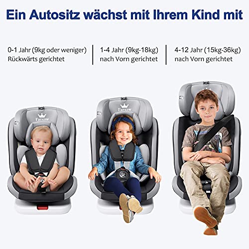 Farsaw Baby Autositz Kindersitz 360°drehbar mit ISOFIX und Ruheposition, Schwarz