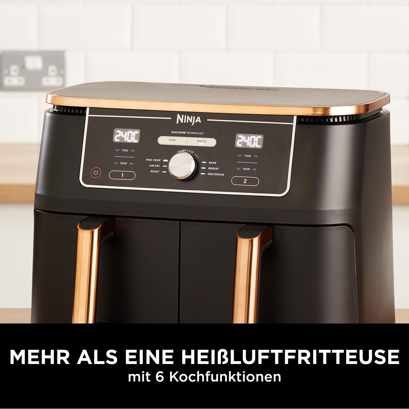 Ninja Foodi MAX Dual Zone Heißluftfritteuse, 9,5L Airfryer, 2 Fächer