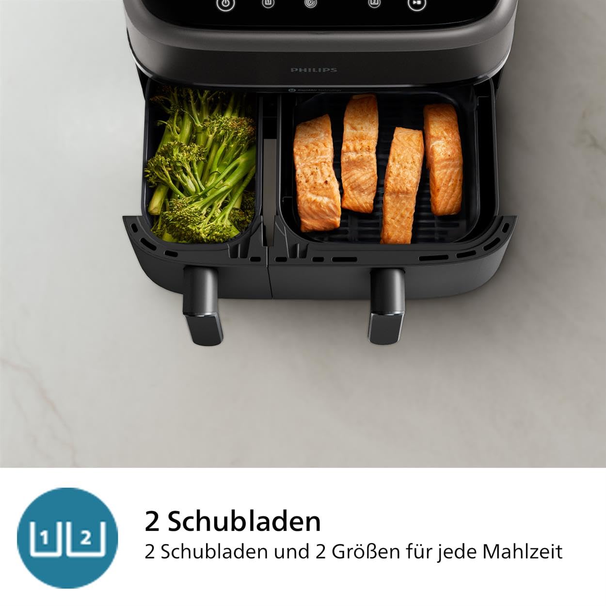 Philips Dual Basket Airfryer 3000-Serie, 9L, 2 Schubladen, Synch-Funktion