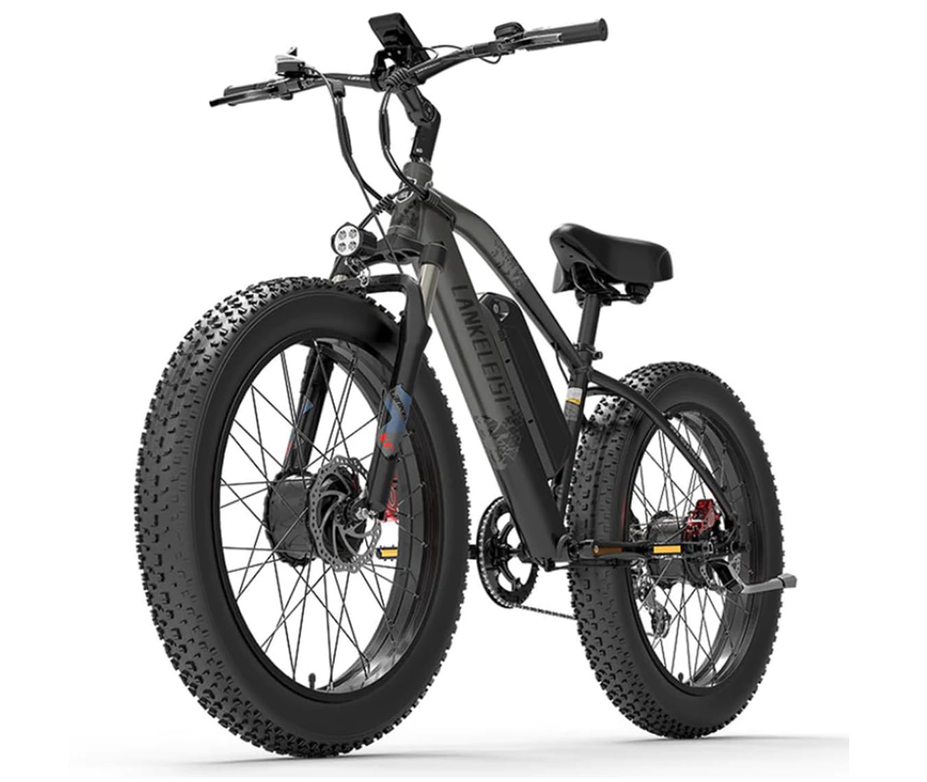 LANKELEISI | MG740 Fat Tire Elektro-Mountainbike mit 2 x 1000 W Doppelmotor für Bergabenteuer (schwarz)