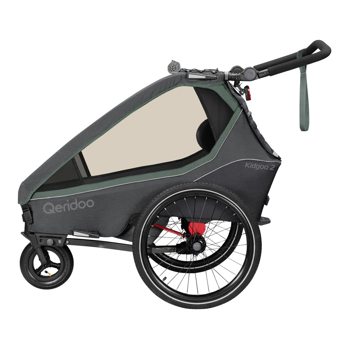 Fahrradanhänger Marke QERIDOO Kinderfahrradanhänger & Buggy Kidgoo 2 mit Kupplung, Steel Grey