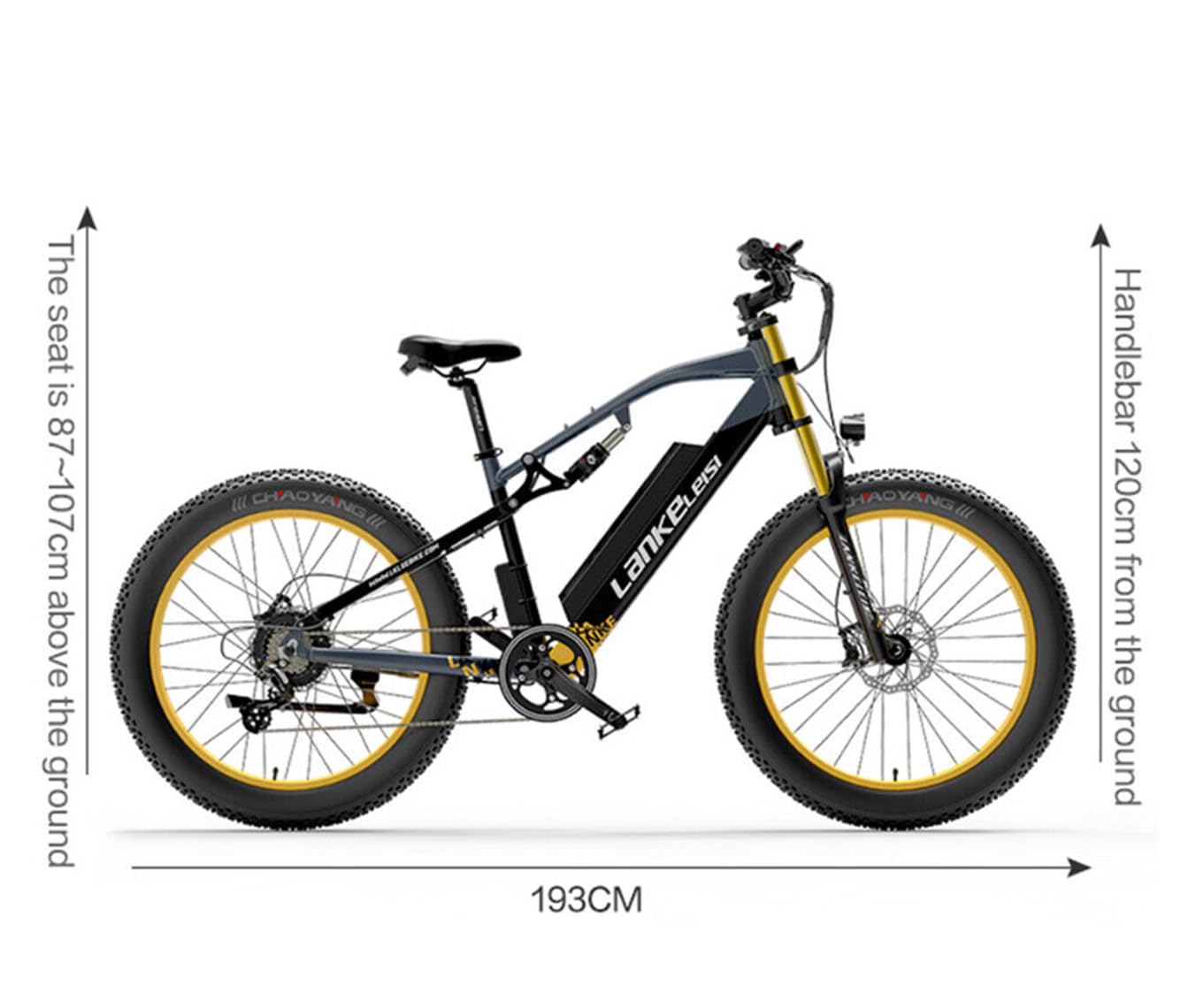 LANKELEISI Bike Inc | RV700 Elektro-Mountainbike 1000W Motor 48V 16Ah Batterie (Gelb)