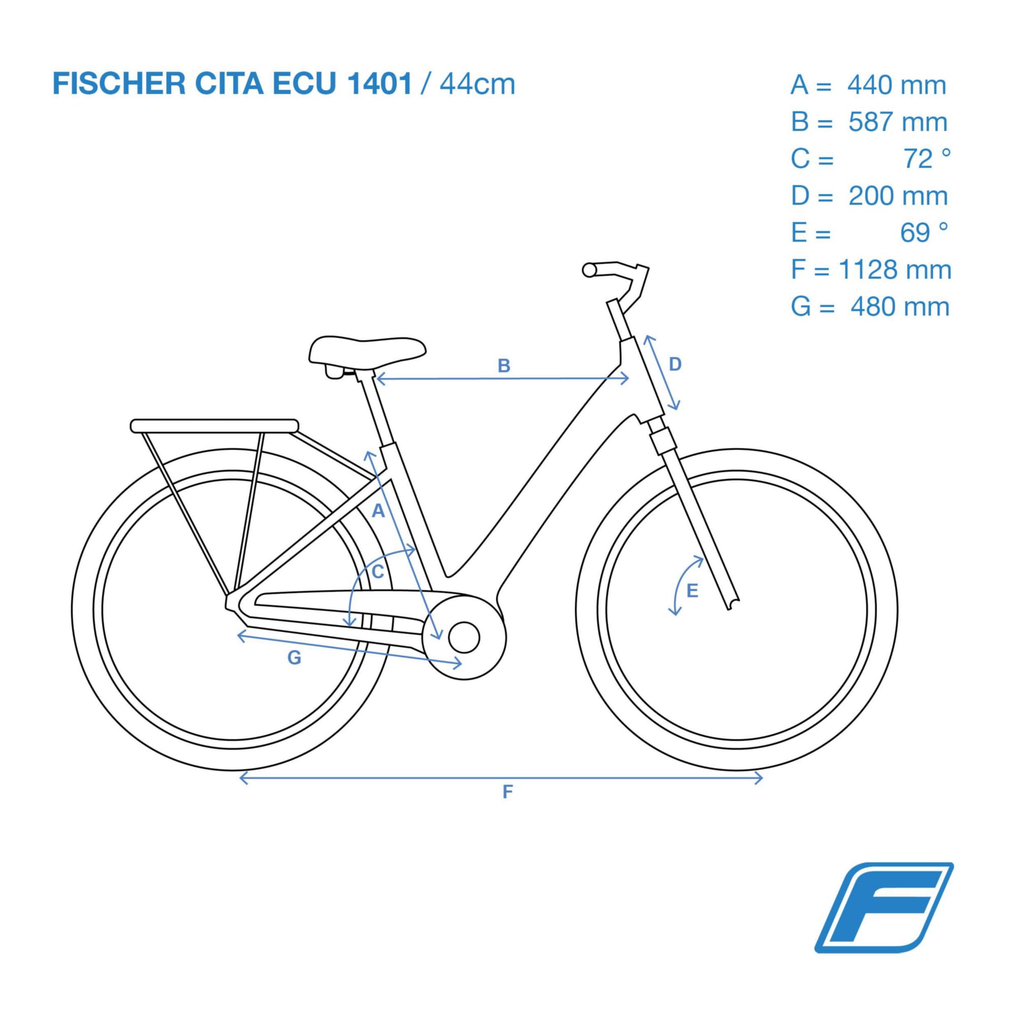 FISCHER E-Bike City, CITA ECU 1401 Elektrofahrrad für Damen und Herren, RH 44 cm, Frontmotor 32 Nm, 36 V Akku, anthrazit matt, 28 Zoll