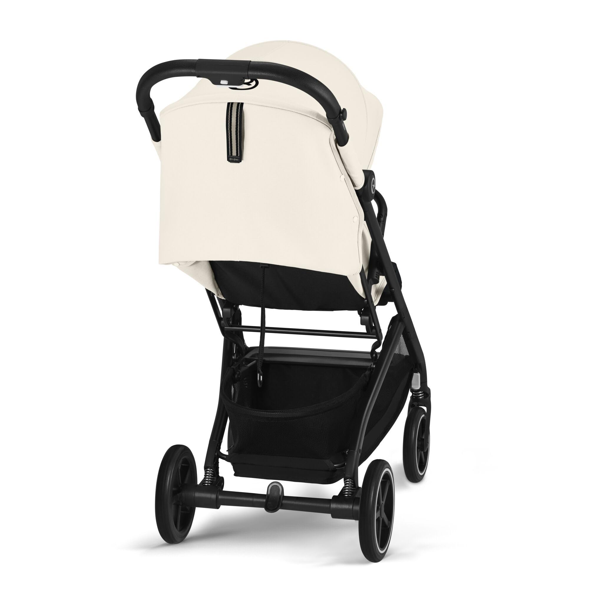 Cybex Gold Kinderwagen Beezy mit One-Pull Harness, Canvas White (Weiß mit schwarzem Rahmen)