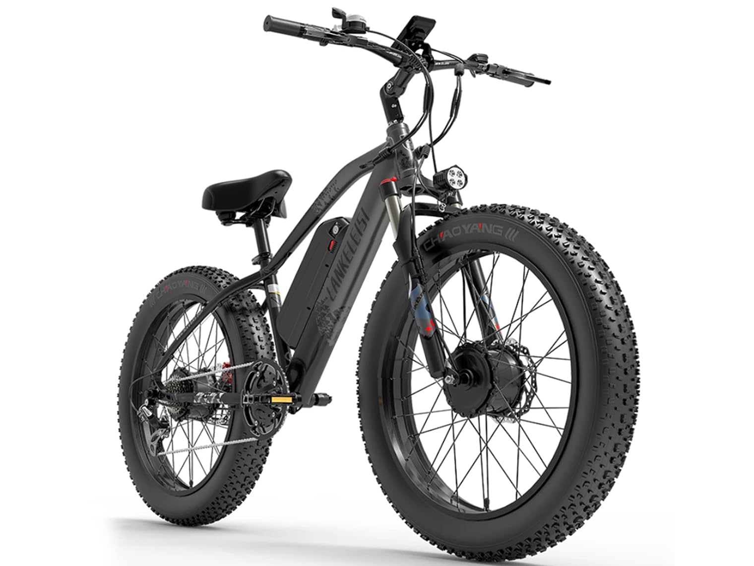 LANKELEISI | MG740 Fat Tire Elektro-Mountainbike mit 2 x 1000 W Doppelmotor für Bergabenteuer (schwarz)