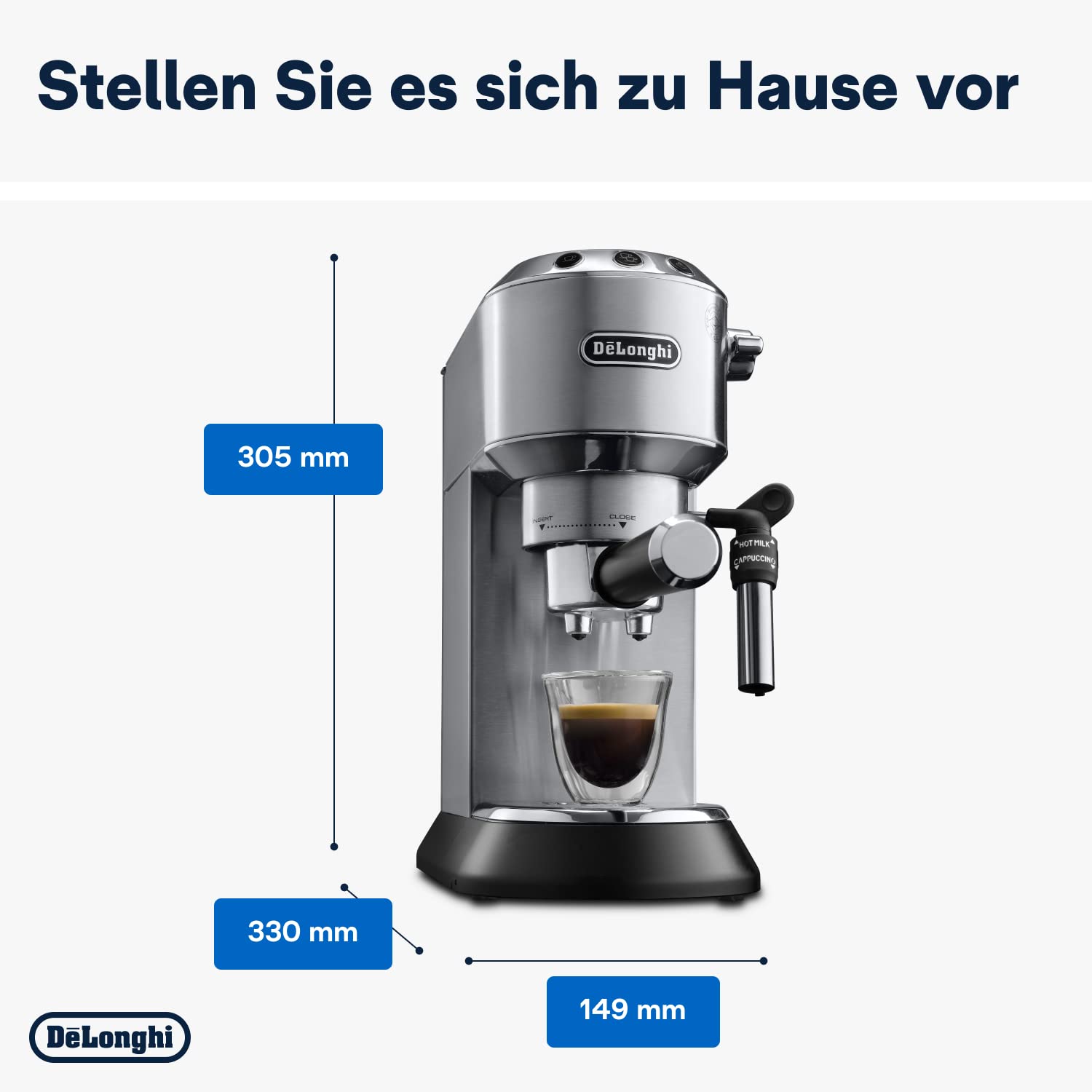 De'Longhi Dedica Style EC 685.M – Espresso Siebträgermaschine, Espressomaschine mit professionellem Milchaufschäumer