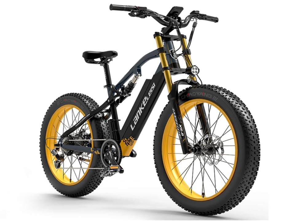 LANKELEISI Bike Inc | RV700 Elektro-Mountainbike 1000W Motor 48V 16Ah Batterie (Gelb)