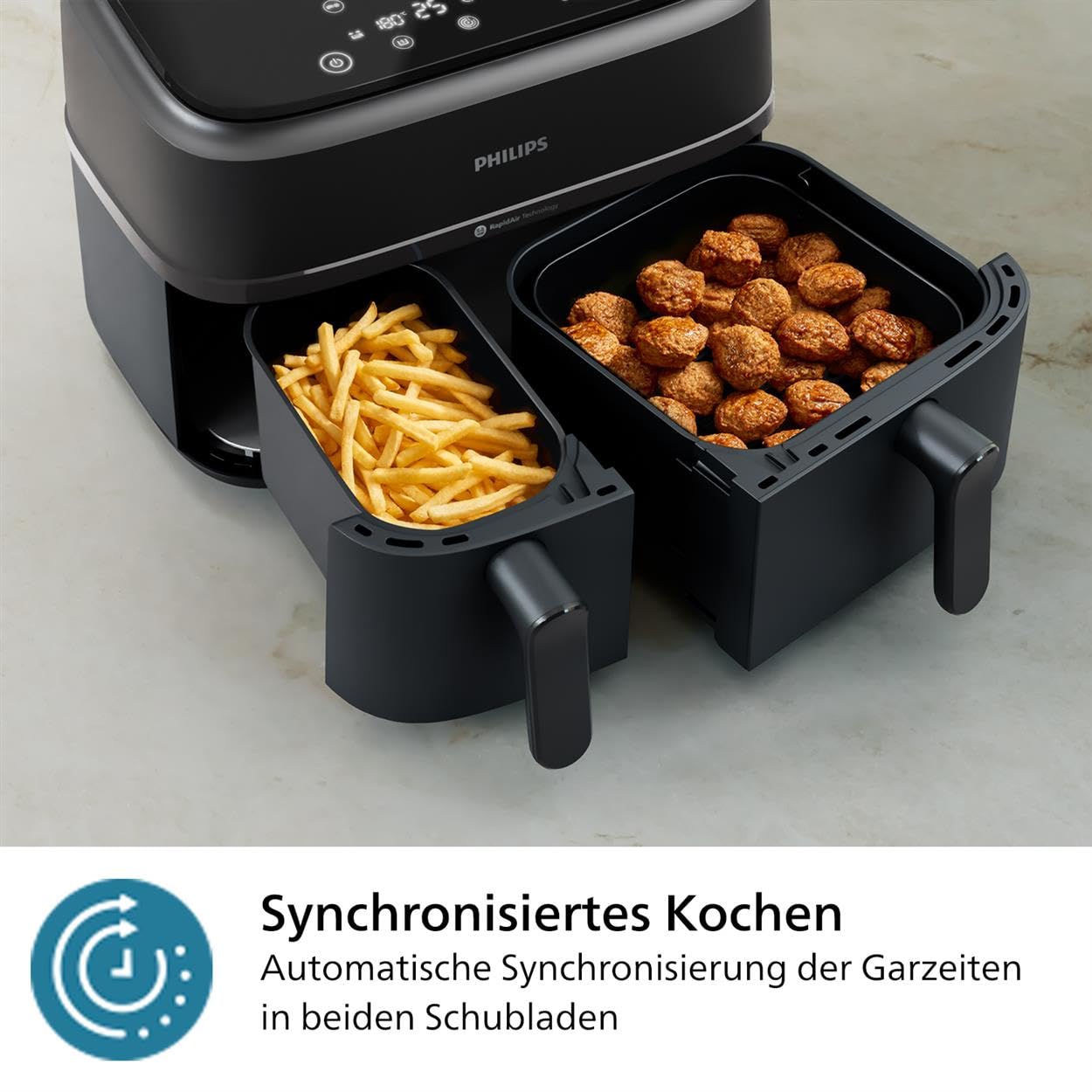 Philips Dual Basket Airfryer 3000-Serie, 9L, 2 Schubladen, Synch-Funktion