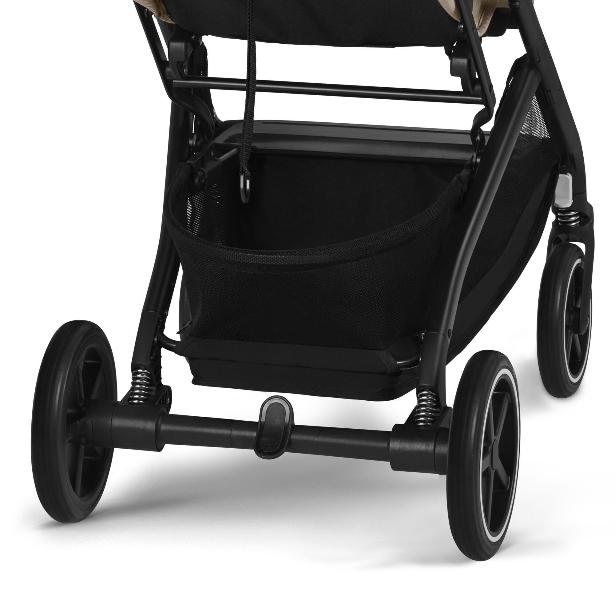 Cybex Gold Kinderwagen Beezy mit One-Pull Harness, Canvas White (Weiß mit schwarzem Rahmen)