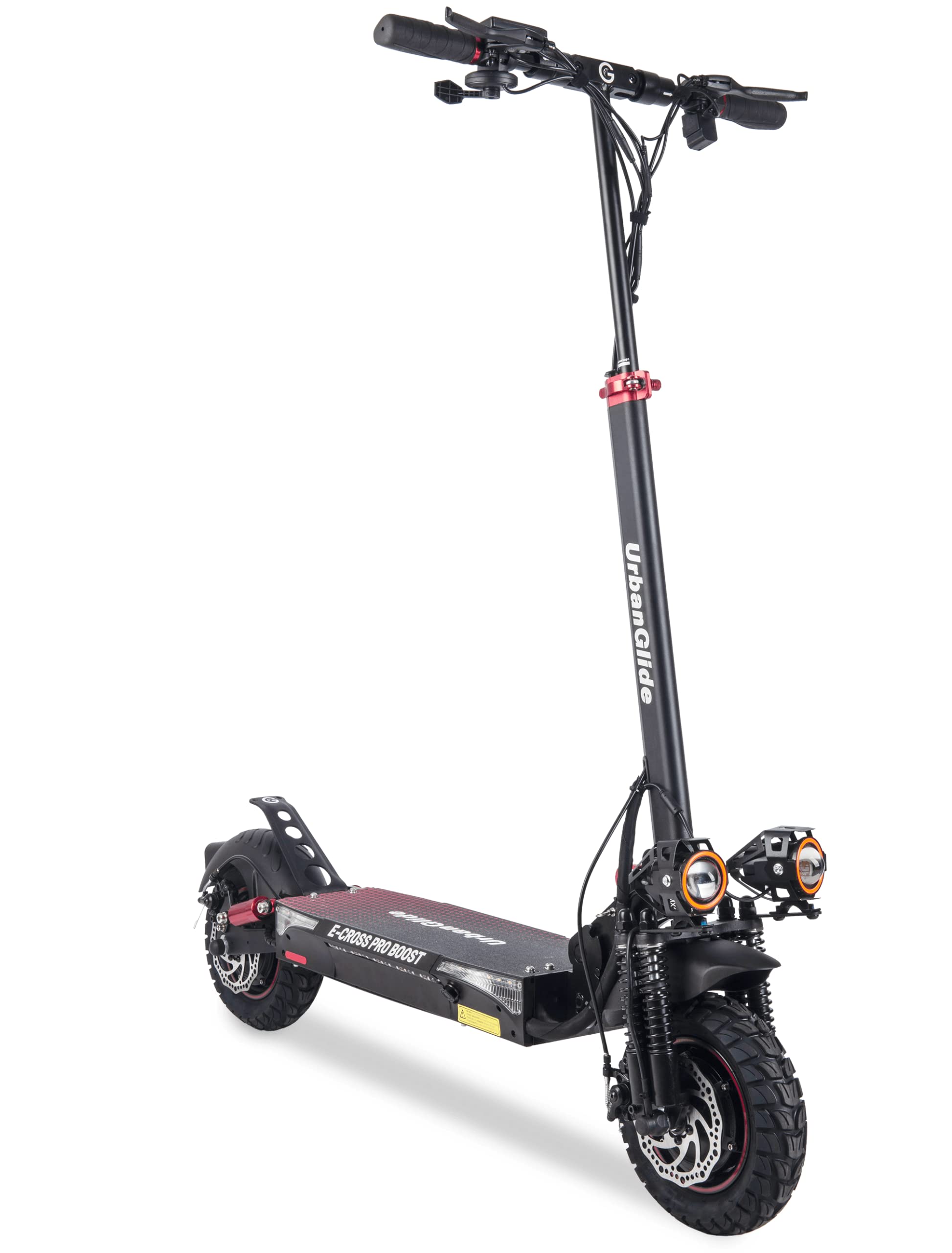 Urban Glide Ride eCross Scooter, verstellbare Lenkerhöhe, leuchtende Räder, breite Plattform, schwarz