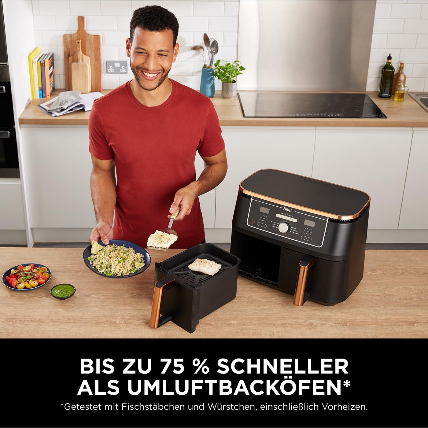 Ninja Foodi MAX Dual Zone Heißluftfritteuse, 9,5L Airfryer, 2 Fächer