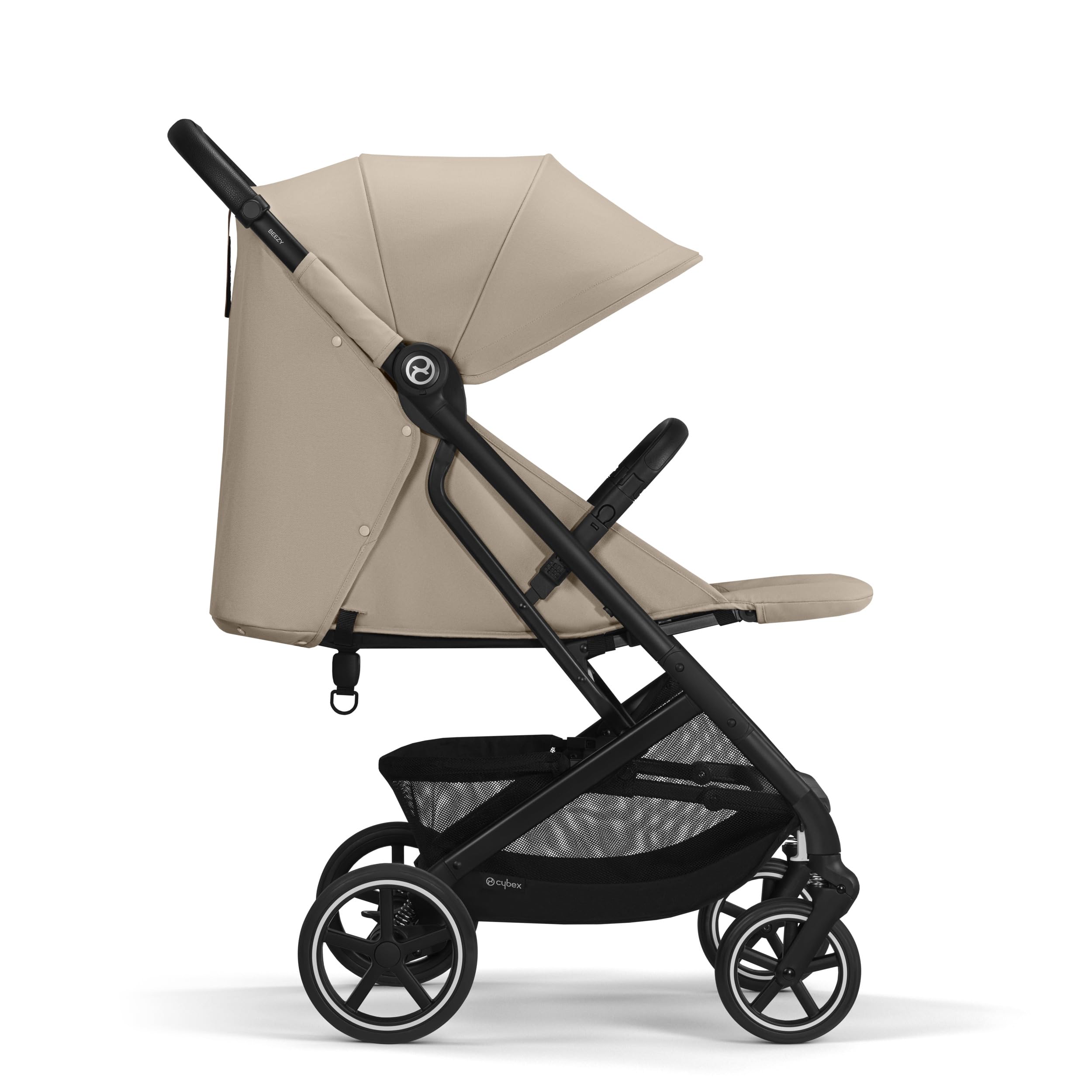 Cybex Gold Kinderwagen Beezy mit One-Pull Harness, Almond Beige (Beige mit schwarzem Rahmen)