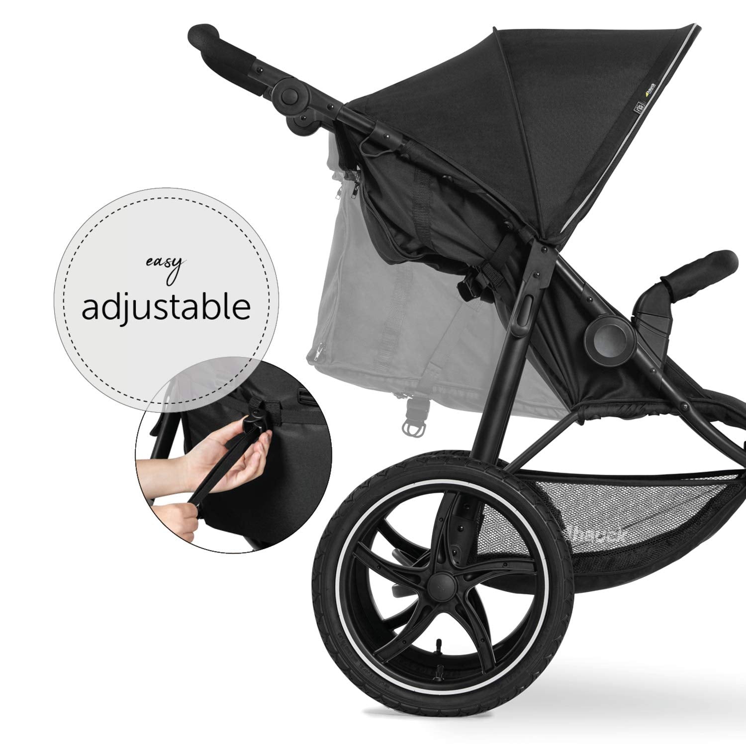 Hauck Kinder Buggy Runner 2, Große Luftreifen 3 Rad, Bis 25 kg, Schwarz, 1 Stück (1er Pack)