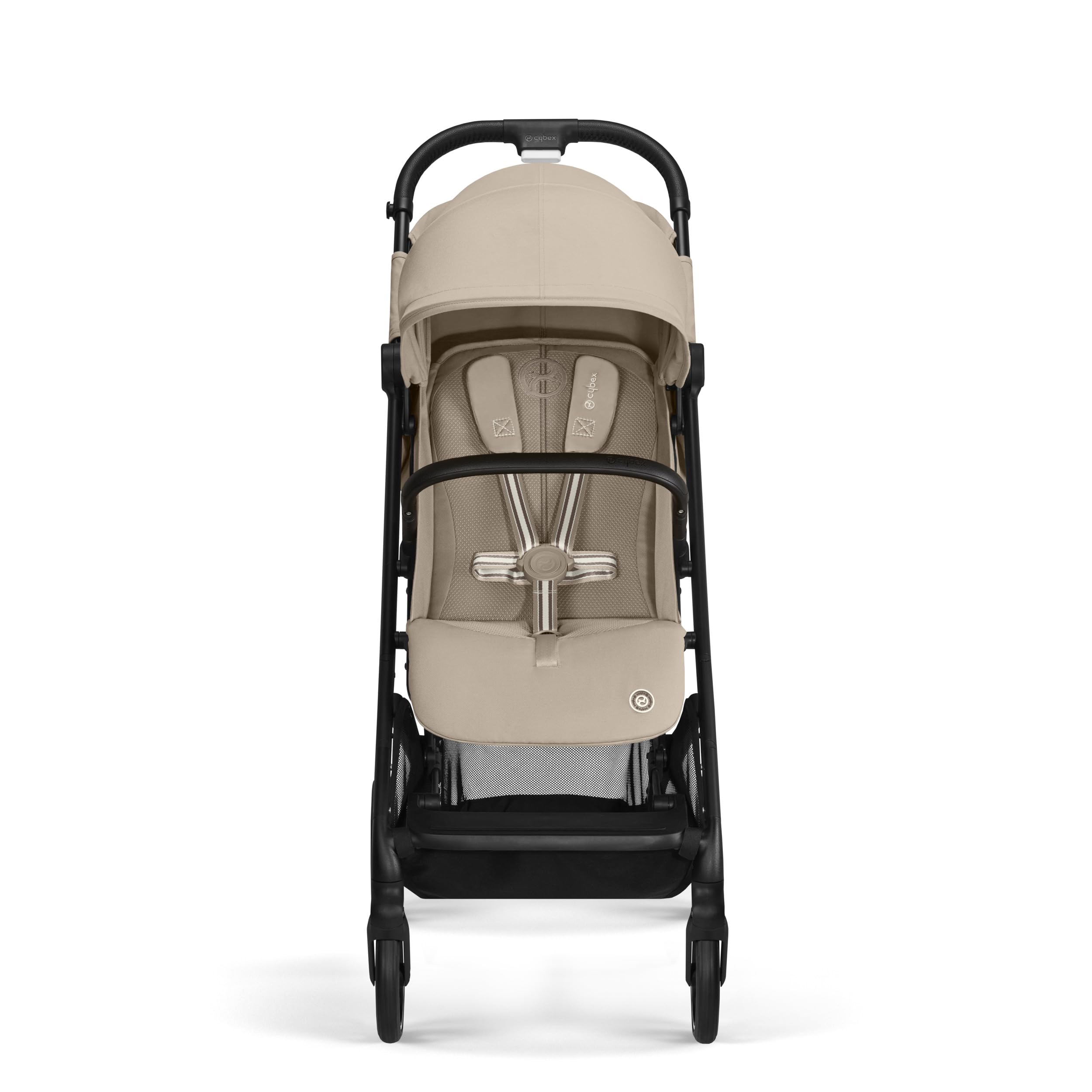 Cybex Gold Kinderwagen Beezy mit One-Pull Harness, Almond Beige (Beige mit schwarzem Rahmen)