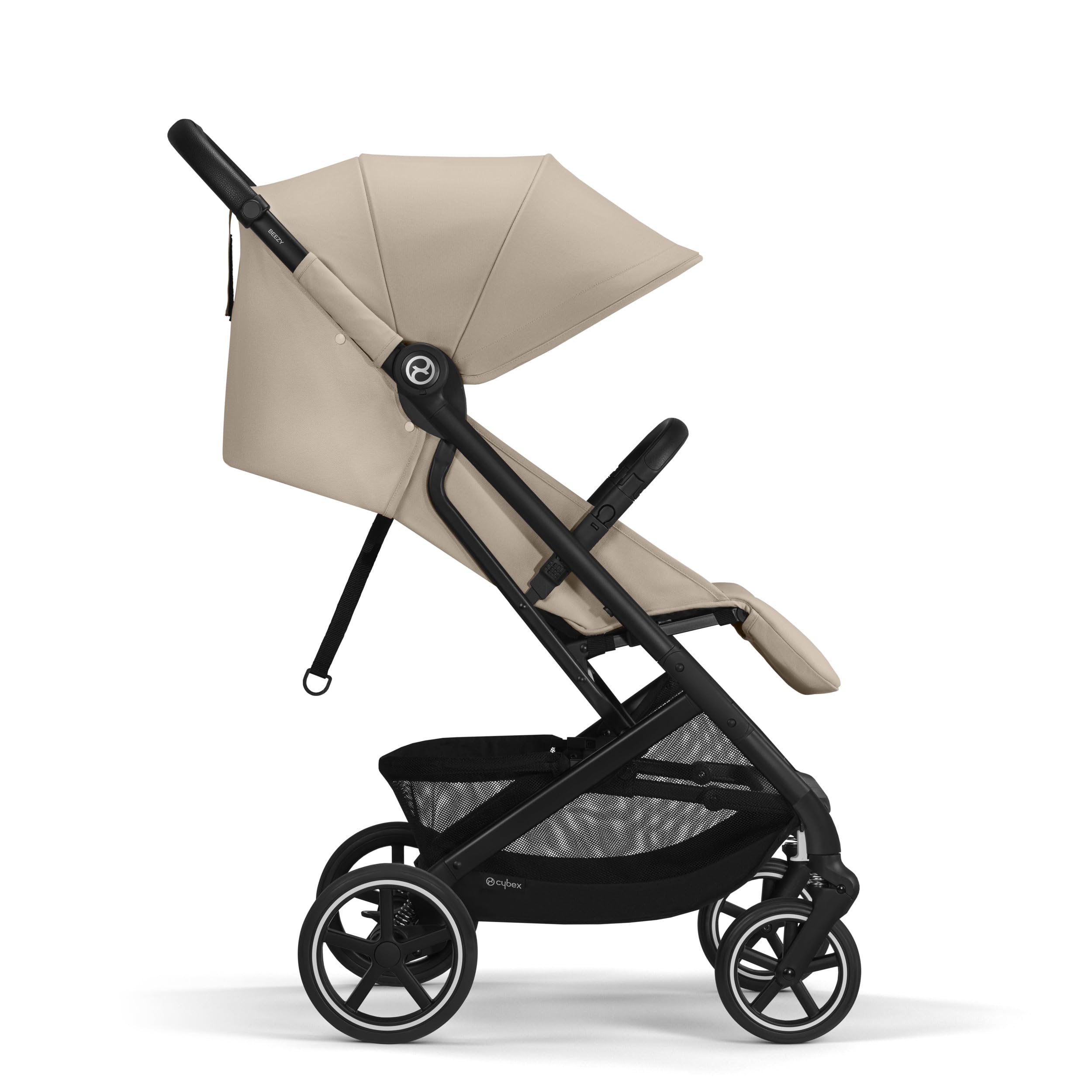 Cybex Gold Kinderwagen Beezy mit One-Pull Harness, Almond Beige (Beige mit schwarzem Rahmen)