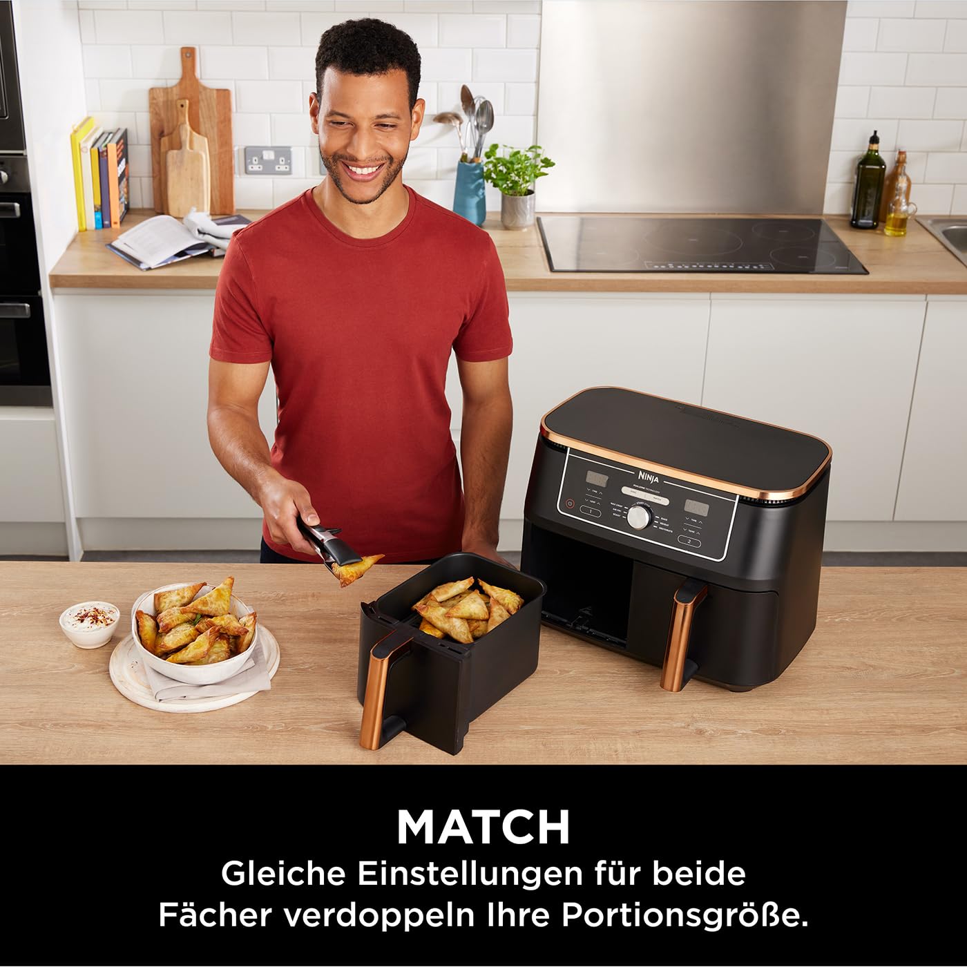 Ninja Foodi MAX Dual Zone Heißluftfritteuse, 9,5L Airfryer, 2 Fächer