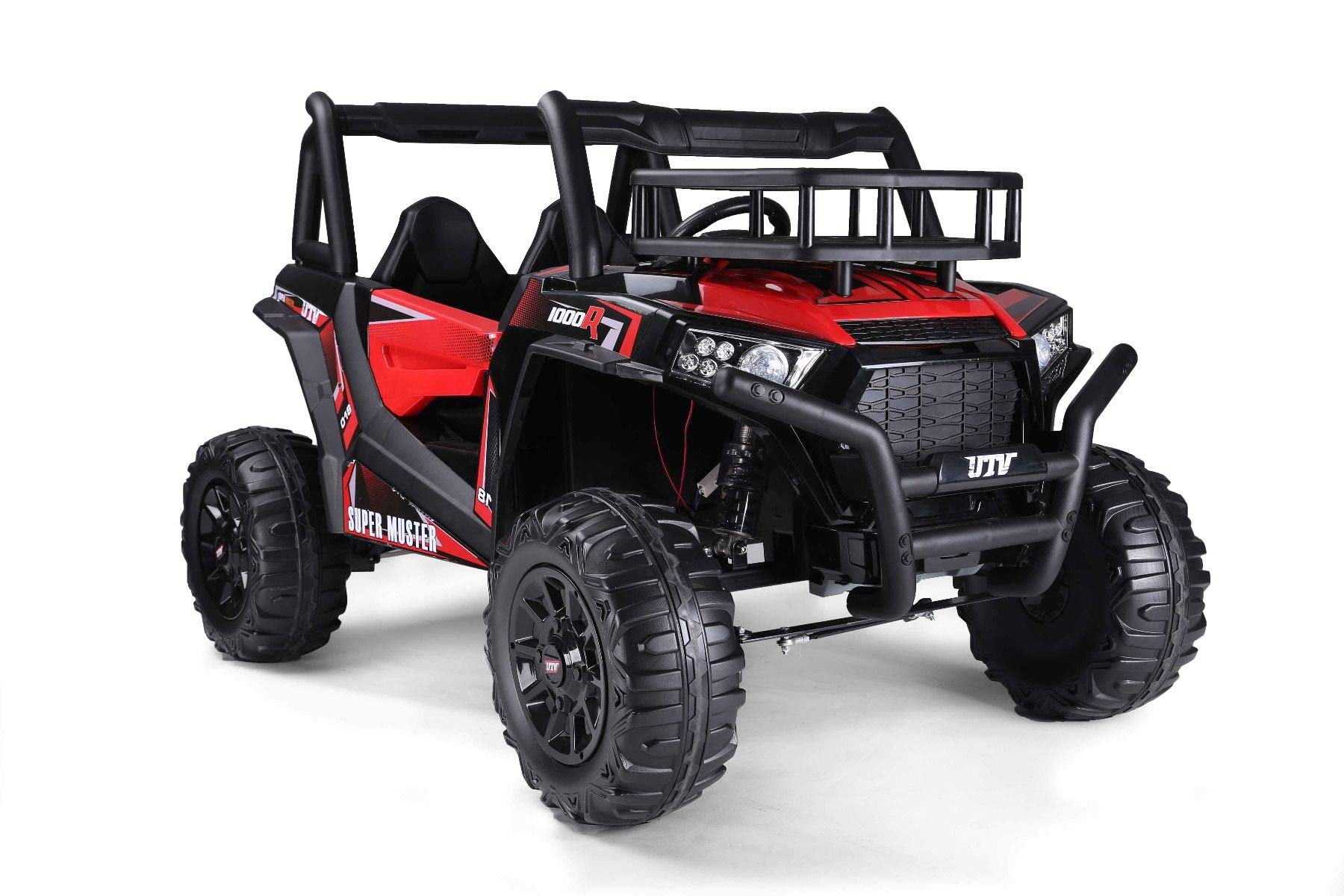 RIRICAR Elektroauto für kinder 24V UTV, rot, kinder elektroauto 2 sitzer mit 2,4 GHz Ferbedienung, 2 x 200 W Motor