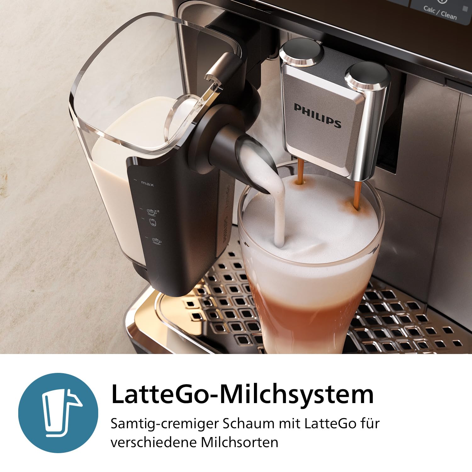 Philips 3300 Series Vollautomatische Espressomaschine - 6 Getränke, Modernes Farb-Touchscreen-Display, LatteGo-Milchsystem