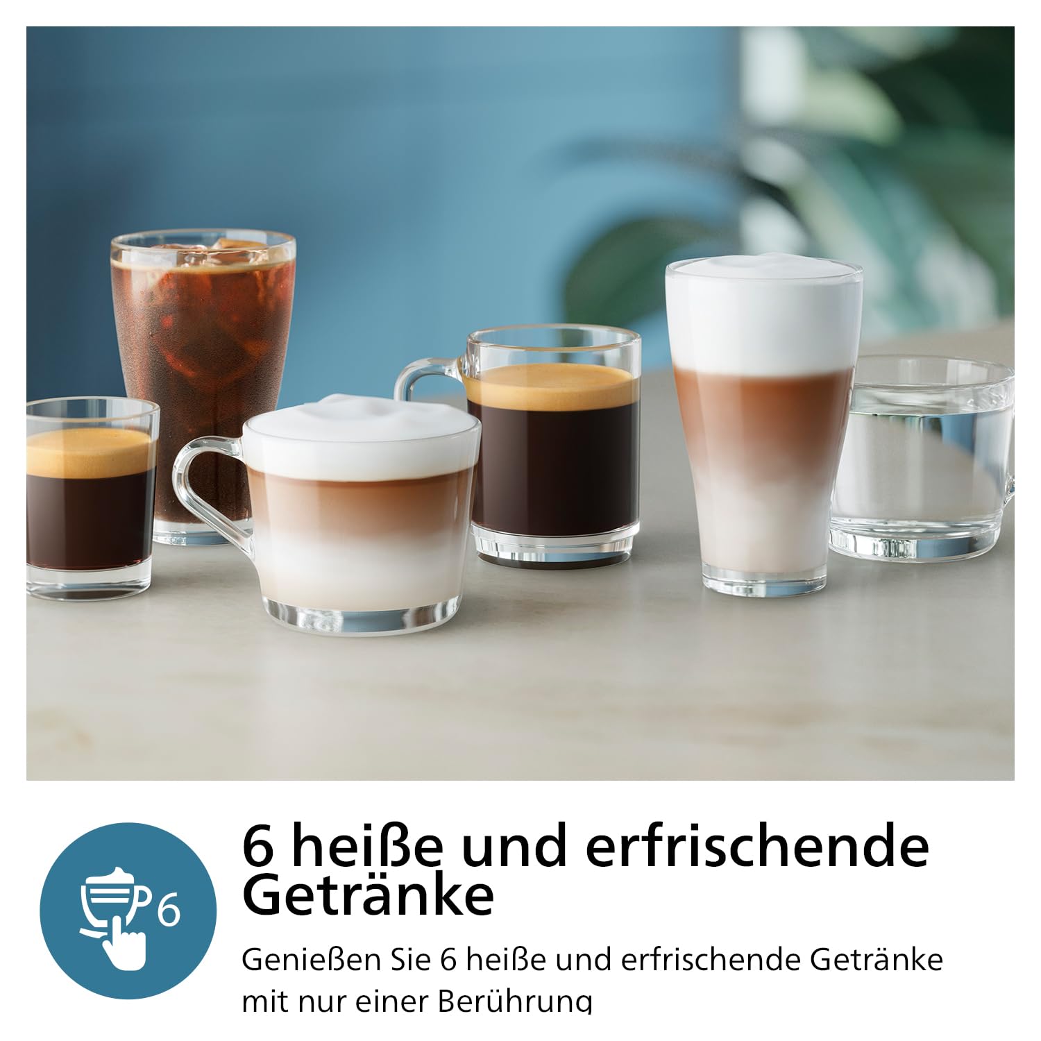 Philips 3300 Series Vollautomatische Espressomaschine - 6 Getränke, Modernes Farb-Touchscreen-Display, LatteGo-Milchsystem