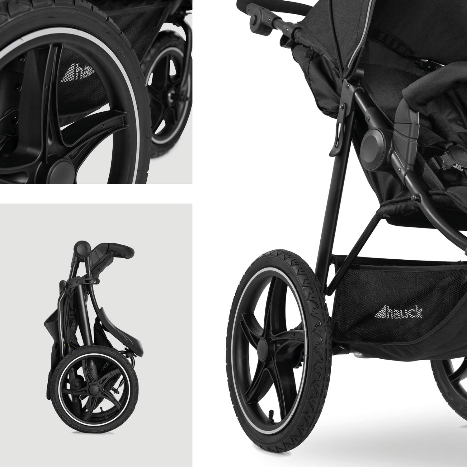 Hauck Kinder Buggy Runner 2, Große Luftreifen 3 Rad, Bis 25 kg, Schwarz, 1 Stück (1er Pack)